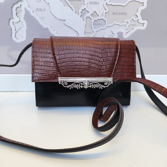 Brighton Handbags - Brighton Vintage Crossbody Bag plus Wallet Snakeskin Leather